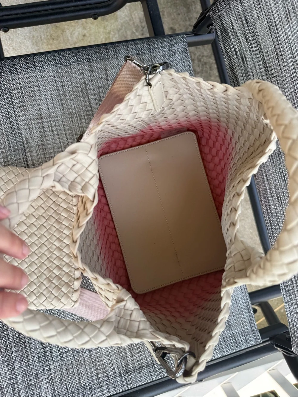 Naghedi Woven small tote NWOT & pouch